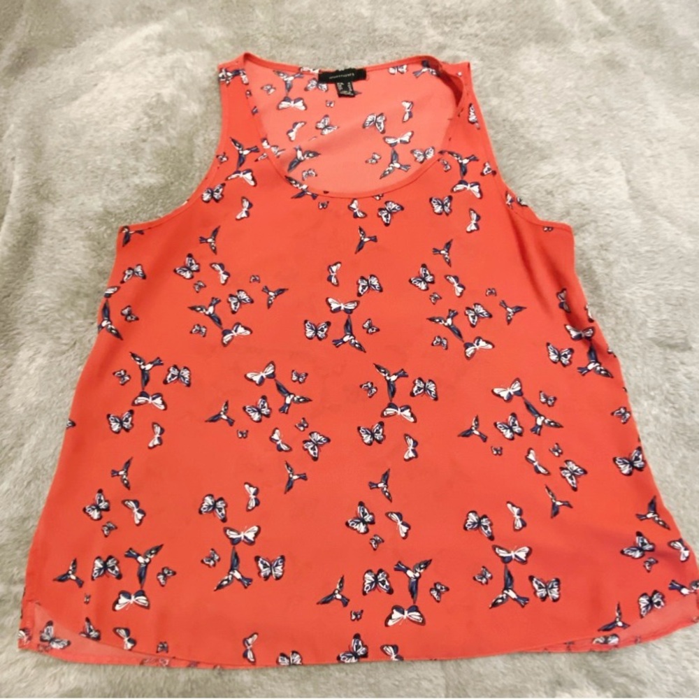 Butterfly Print Hot Pink Sleeveless Top